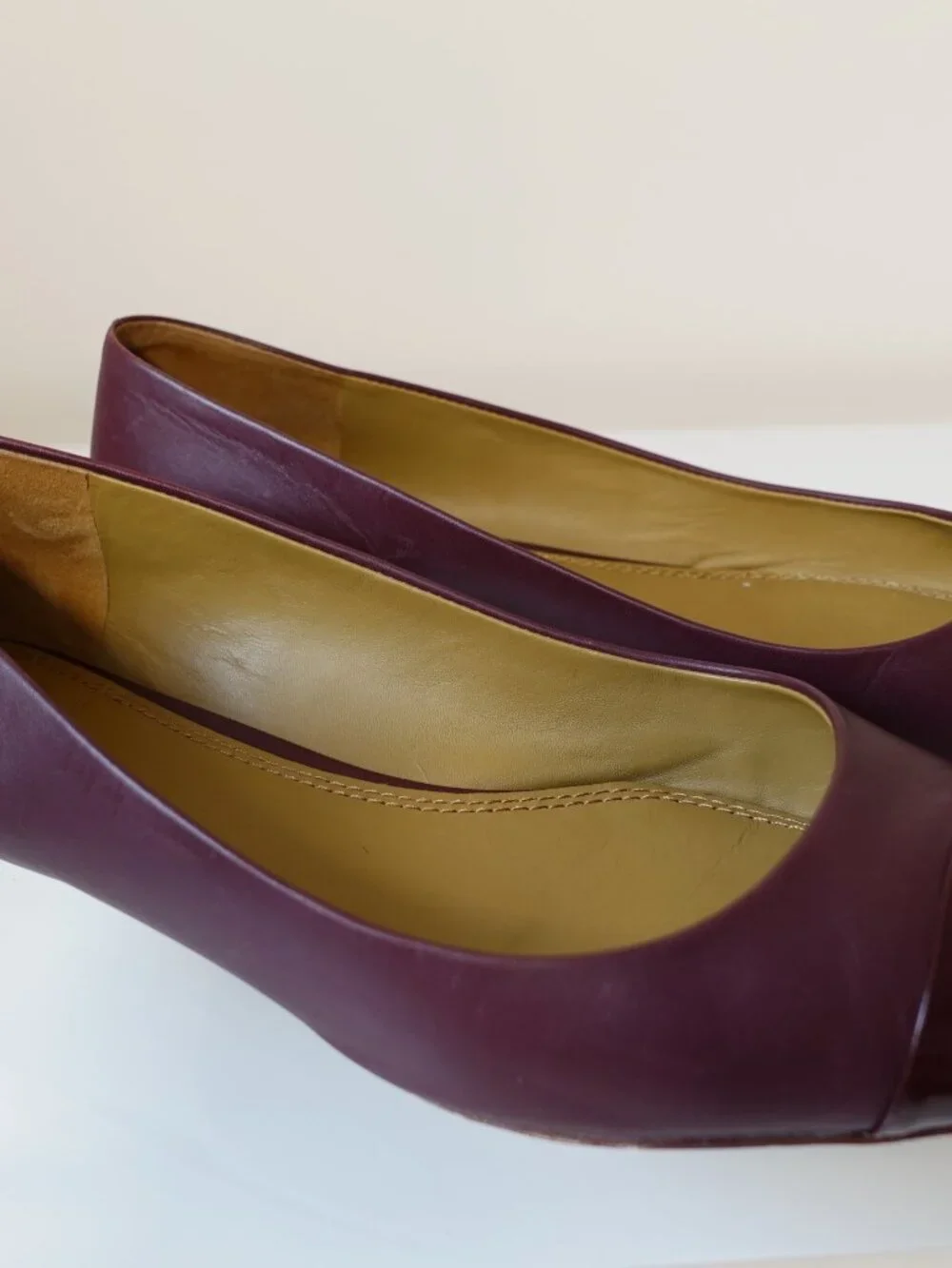 Tory Burch Burgundy Leather Cap Toe Reva Ballet Flats Size 8
